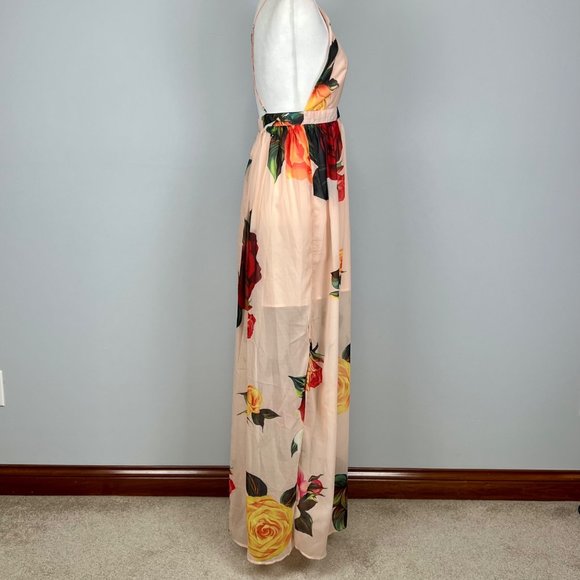 L’Atiste by Amy Peach Floral Chiffon Sleeveless Maxi Dress Open Back size Small - Picture 10 of 16
